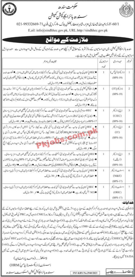 SHEC Jobs | Latest Sindh Higher Education Commission Jobs 2023