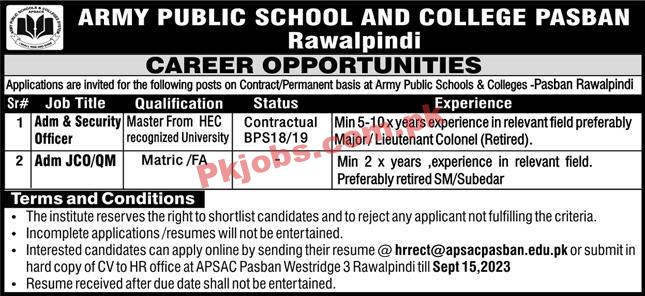 APS&C Latest Jobs 2023 | Army Public School & College APS&C Jobs 2023