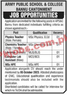 Army Public School & College APS&C Jobs