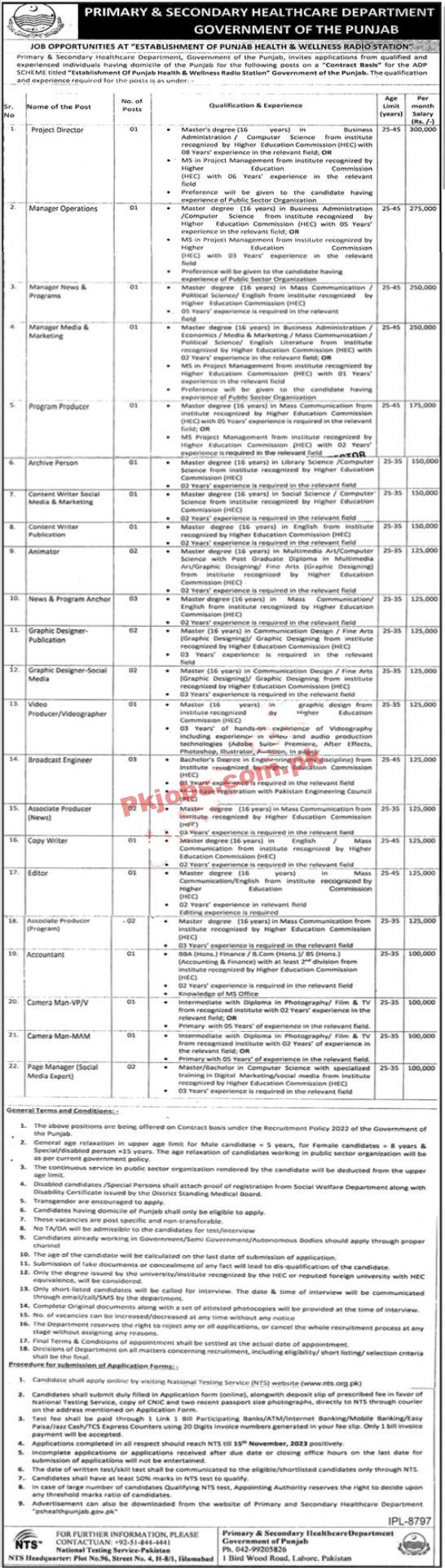 Jobs Announced at Primary & Secondary Healthcare Department