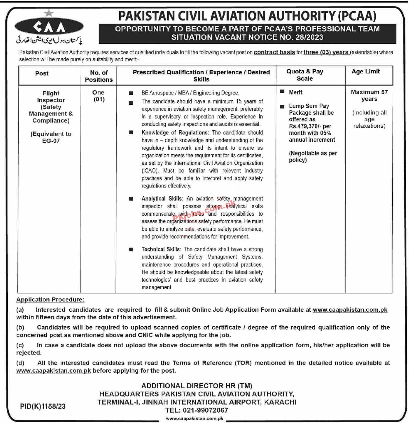 Latest CAA Jobs | Vacant Seats at Pakistan Civil Aviation Authority