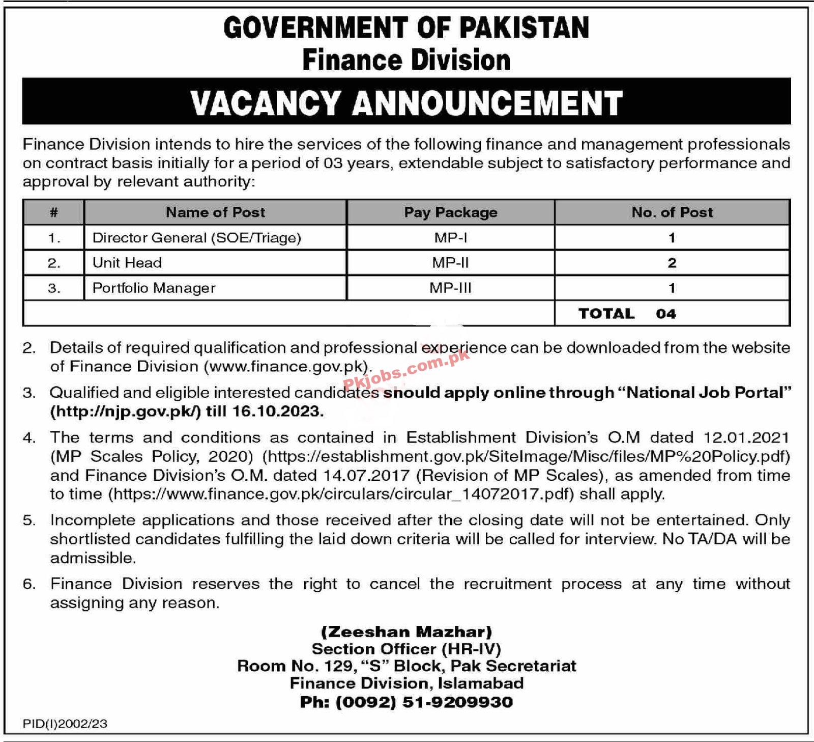 Latest Finance Division Jobs