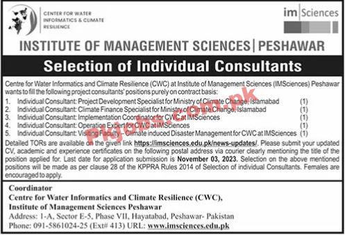 Latest IMS Jobs | Positions Vacant at Institute of Management Sciences