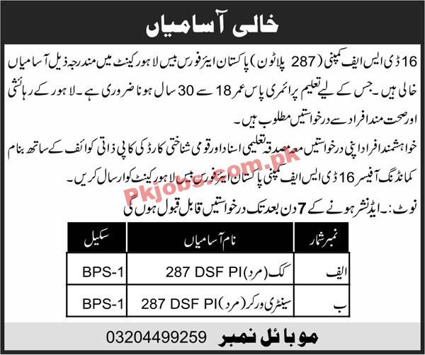 Latest PAF Jobs | Positions Vacant at Pakistan Air Force PAF Base