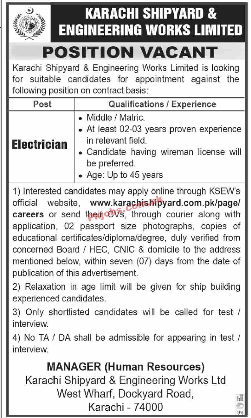 Vacancies Available at Karachi Shipyard and Engineering Works Limited