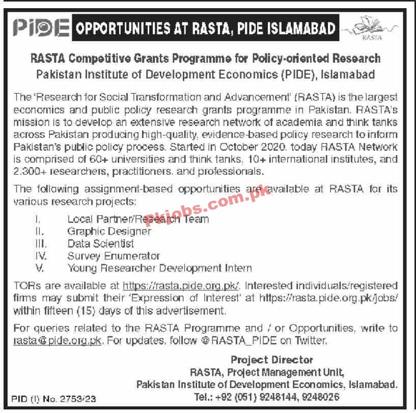 Latest PIDE Jobs-Job Openings at Pakistan Institute of Development Economics