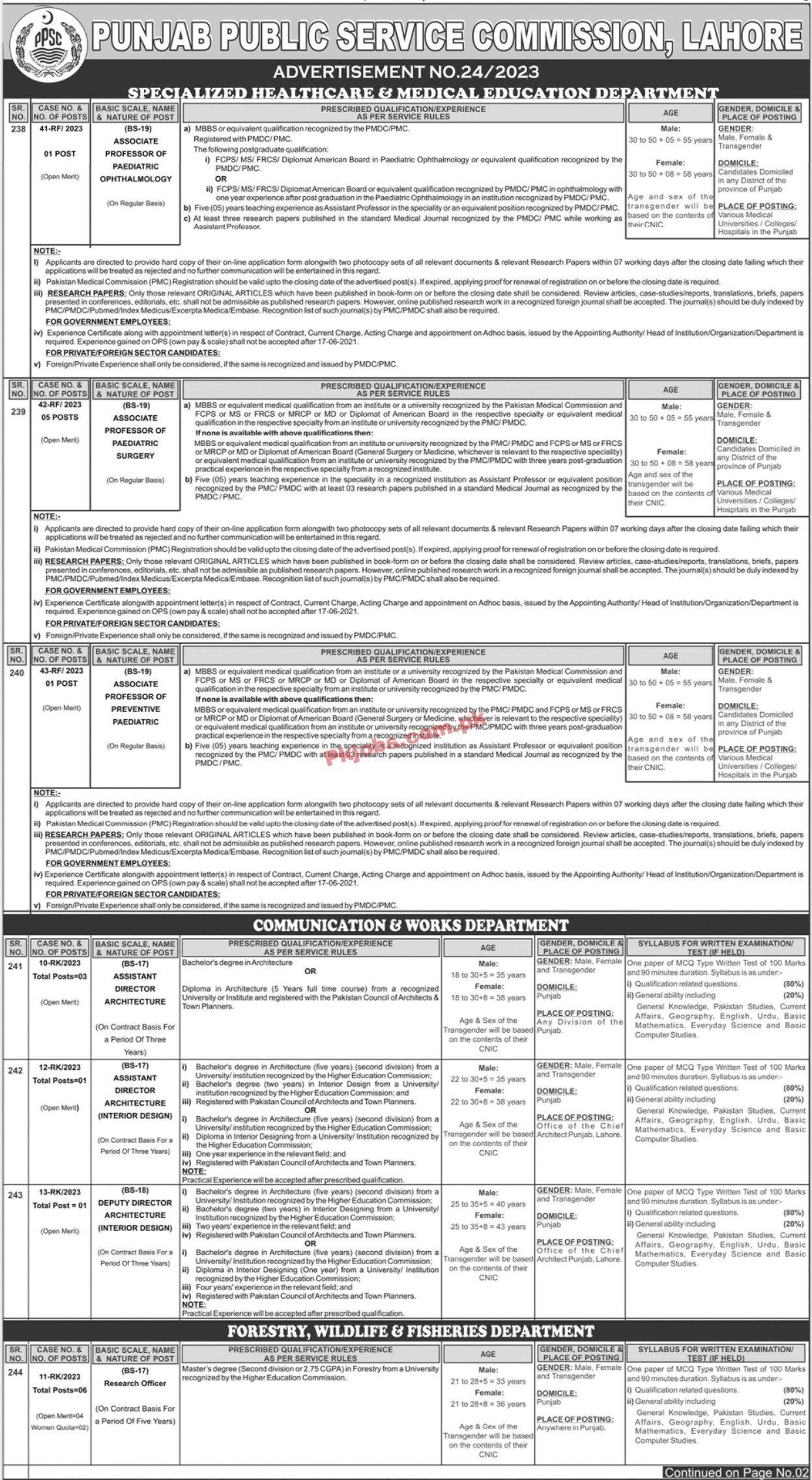 Latest PPSC Jobs | Jobs Advertisement No 24/2023 At PPSC