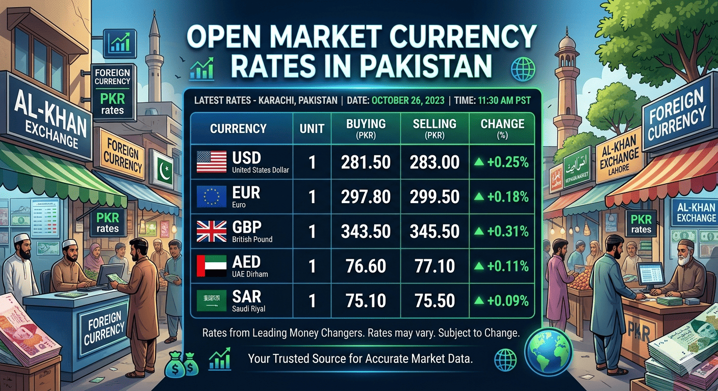 Open Market Currency Rates in Pakistan Today