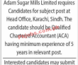Adam Sugar Mills Limited Management PK Jobs 2021