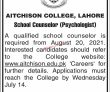 Aitchison College Announced Latest Management Pk Jobs 2021