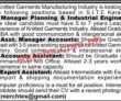 Jobs In Knitted Garments Manufacturing Industry