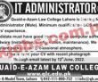 Lahore Quaid E Azam Law College Govt It Jobs 2022