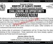 Mocc Jobs 2022 | Ministry Of Climate Change Corrigendum Advertisement