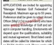 Pakistan Golf Federation (PGF) Management Jobs 2021