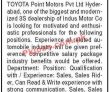 Toyota Motors Pk Jobs 2021 Announced Latest Management Pk Jobs